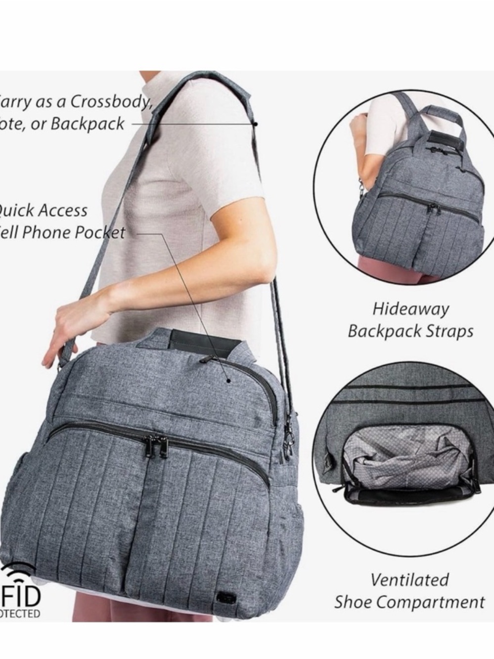 lug  Quilted Backpack Tote with Top Handles